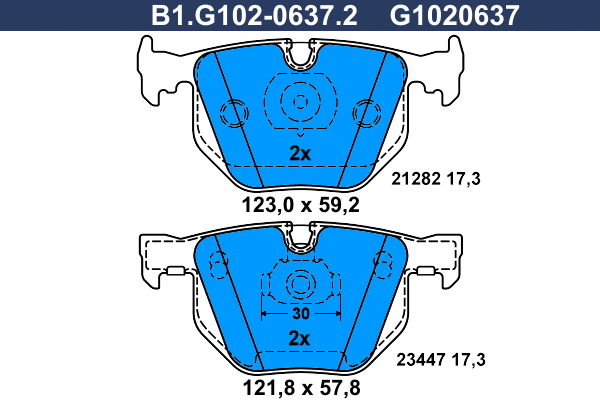 Kit de plaquettes de frein, frein à disque GALFER B1.G102-0637.2