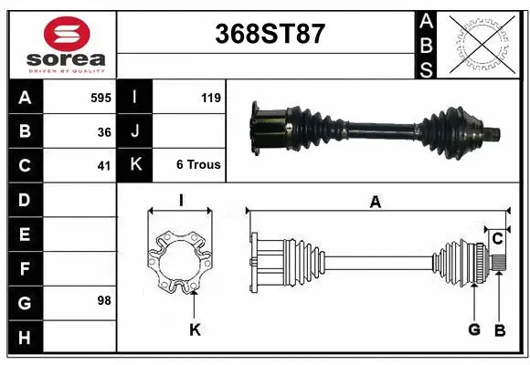 Arbre de transmission STARTCAR 368ST87