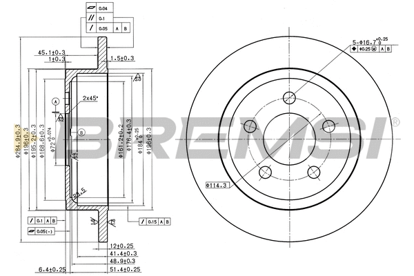 Disque de frein BREMSI CD8288S