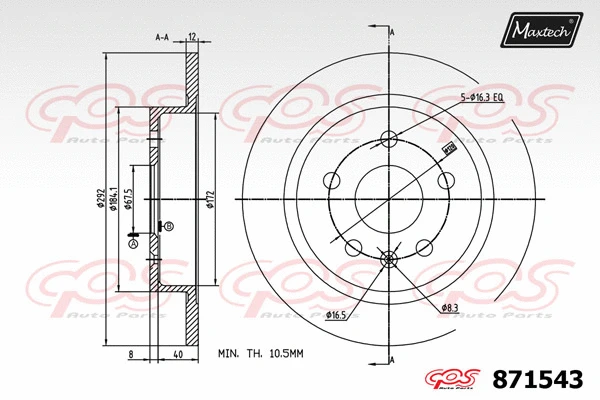 Disque de frein MAXTECH 871543