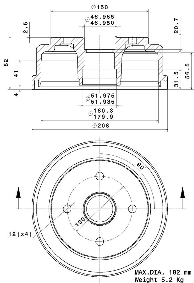 Tambour de frein VILLAR 627.0305