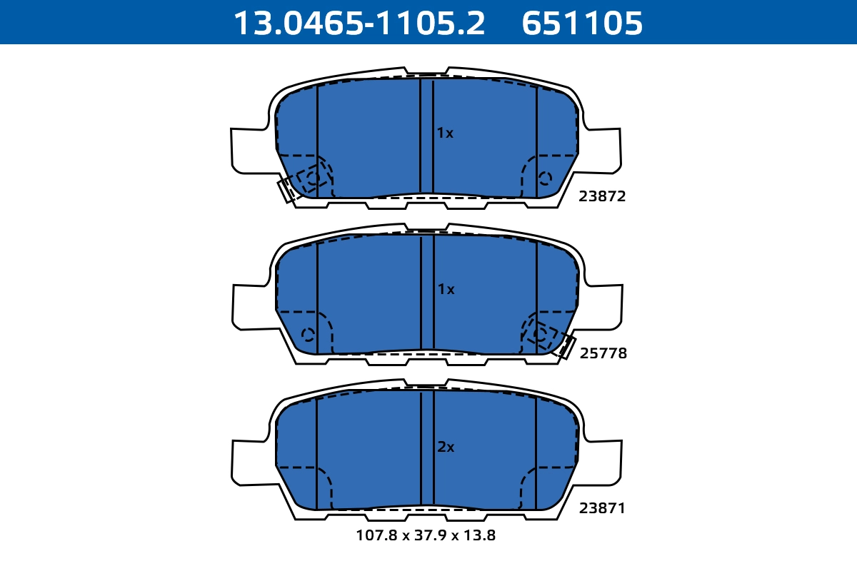 Kit de plaquettes de frein, frein à disque ATE-APAC 13.0465-1105.2