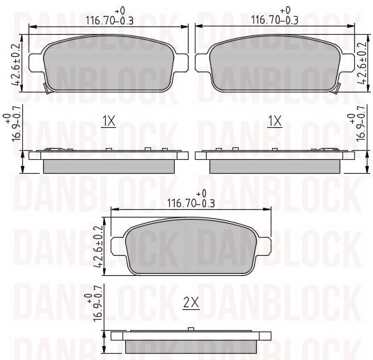 Kit de plaquettes de frein, frein à disque DANBLOCK DB 510761