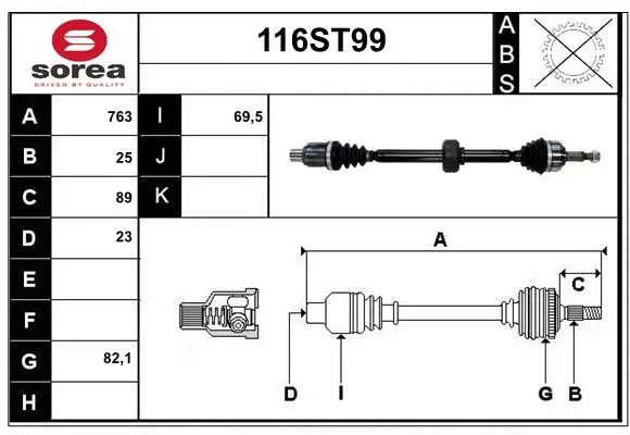 Arbre de transmission STARTCAR 116ST99
