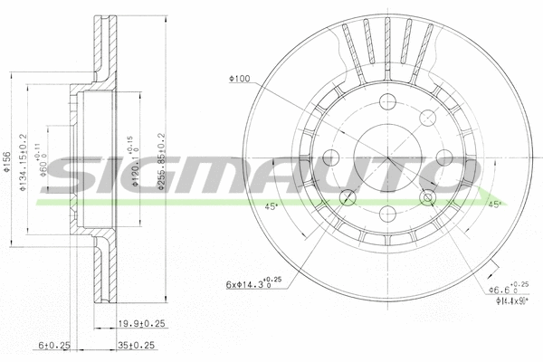 Disque de frein SIGMAUTO DBA328V