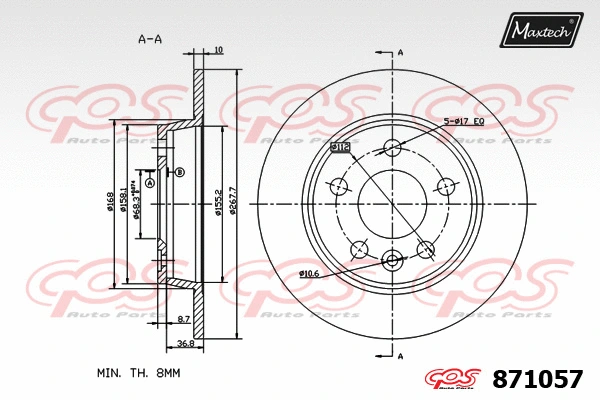 Disque de frein MAXTECH 871057