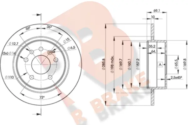 Disque de frein R BRAKE 78RBD27476