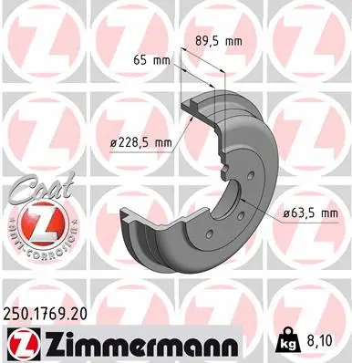 Tambour de frein ZIMMERMANN 250.1769.20