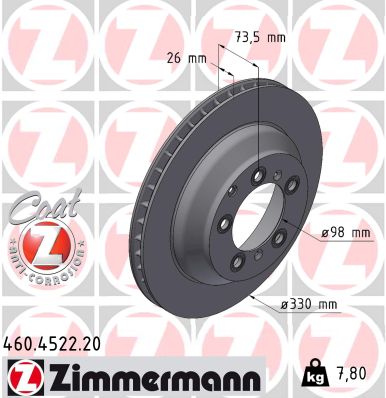 Disque de frein ZIMMERMANN 460.4522.20