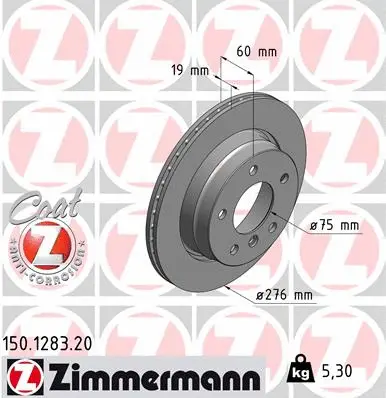 Disque de frein ZIMMERMANN 150.1283.20
