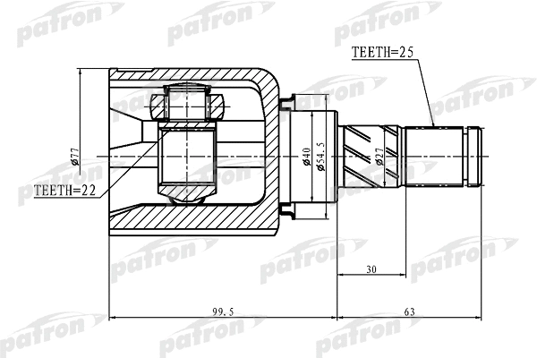 Jeu de joints, arbre de transmission PATRON PCV1405