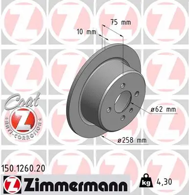 Disque de frein ZIMMERMANN 150.1260.20