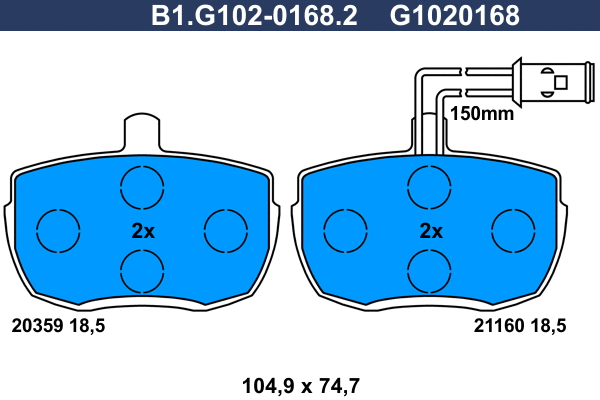 Kit de plaquettes de frein, frein à disque GALFER B1.G102-0168.2
