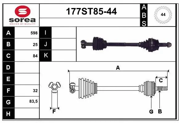 Arbre de transmission STARTCAR 177ST85-44
