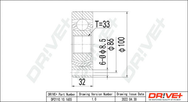 Jeu de joints, arbre de transmission Dr!ve+ DP2110.10.1655