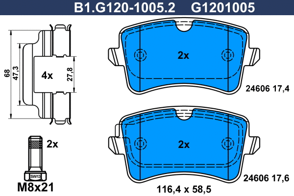 Kit de plaquettes de frein, frein à disque GALFER B1.G120-1005.2