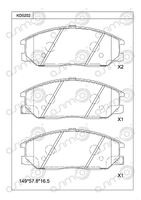Kit de plaquettes de frein, frein à disque ASIMCO KD0202