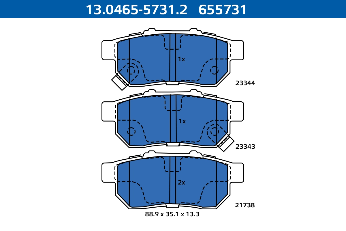 Kit de plaquettes de frein, frein à disque ATE-APAC 13.0465-5731.2