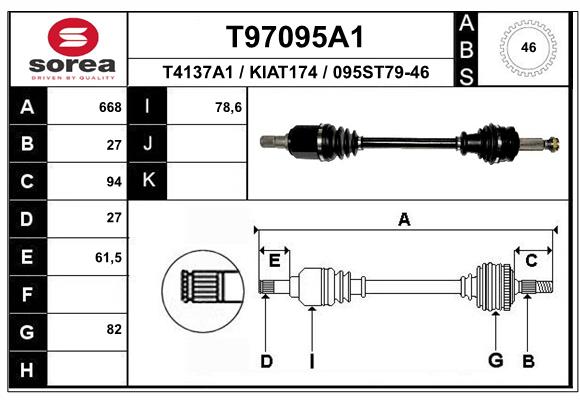 Arbre de transmission EAI T97095A1