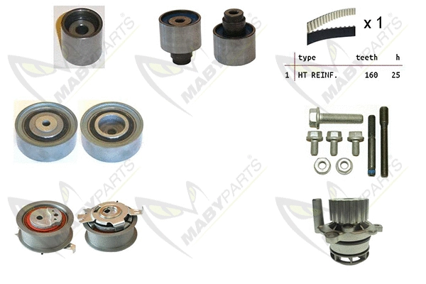 Pompe à eau + kit de courroie crantée MABYPARTS OBKWP0128