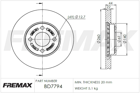 Disque de frein FREMAX BD-7794