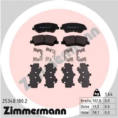 Kit de plaquettes de frein, frein à disque ZIMMERMANN 25348.180.2