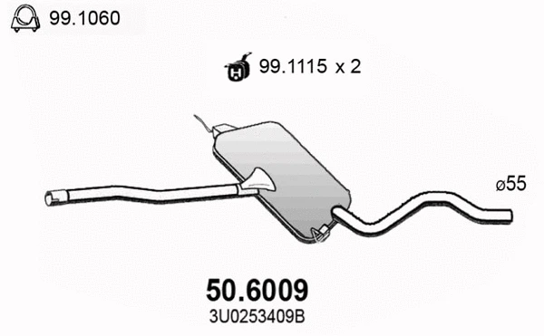 Silencieux central ASSO 50.6009