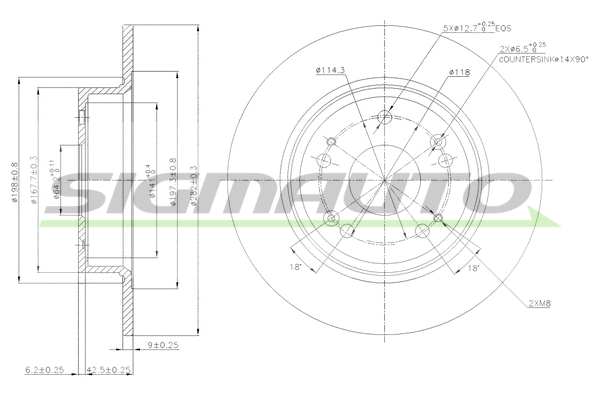 Disque de frein SIGMAUTO DBB776S