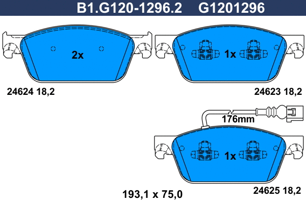 Kit de plaquettes de frein, frein à disque GALFER B1.G120-1296.2