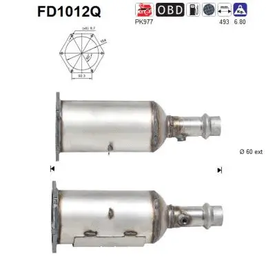 Filtre à particules / à suie, échappement AS FD1012Q