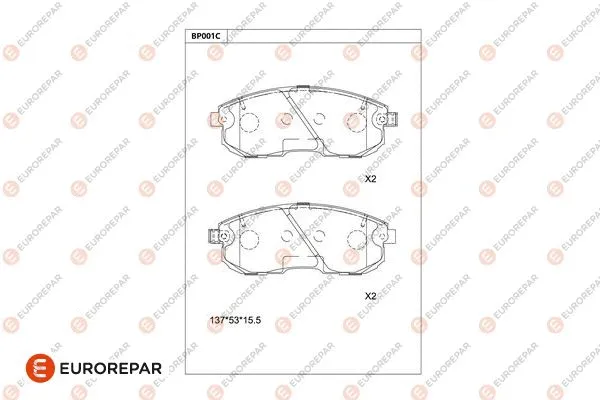 Kit de plaquettes de frein, frein à disque EUROREPAR 1681206780