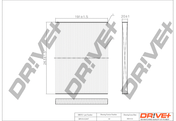 Filtre, air de l'habitacle Dr!ve+ DP1110.12.0057