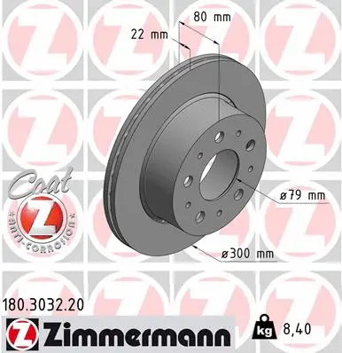 Disque de frein ZIMMERMANN 180.3032.20