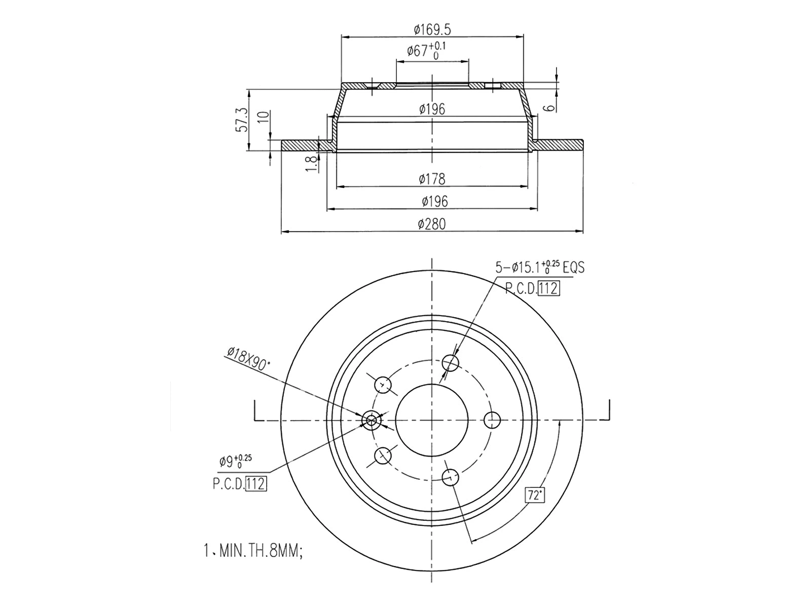 Disque de frein A.Z. Meisterteile AZMT-44-024-1519