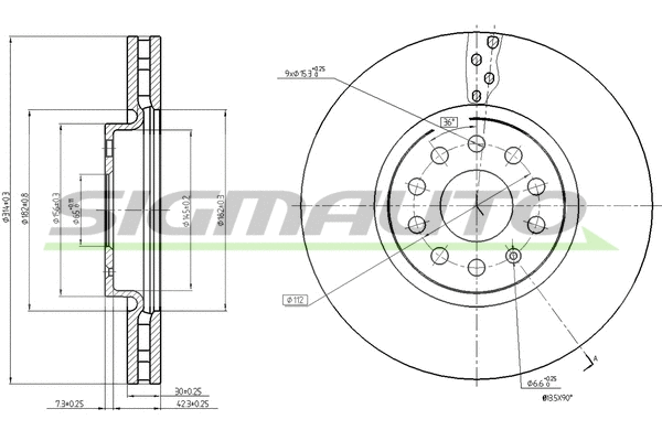 Disque de frein SIGMAUTO DBC016V