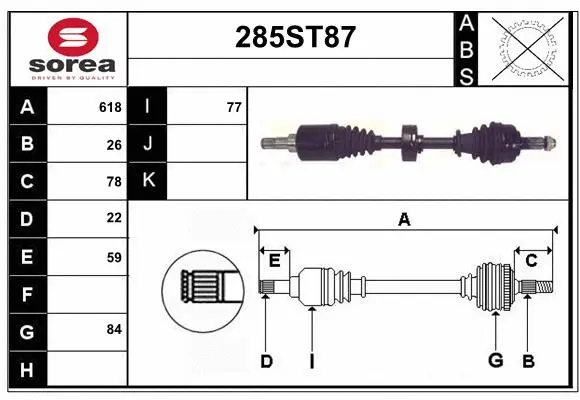 Arbre de transmission STARTCAR 285ST87