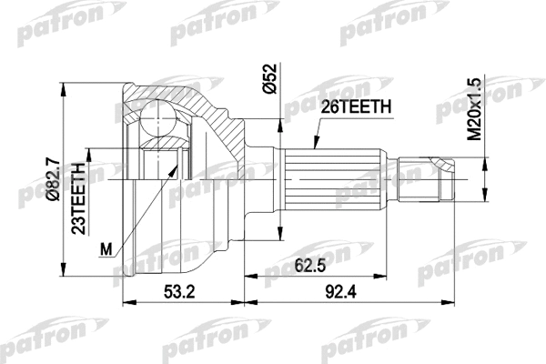 Jeu de joints, arbre de transmission PATRON PCV1069