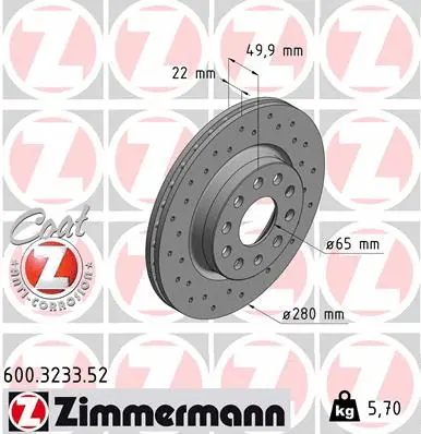 Disque de frein ZIMMERMANN 600.3233.52