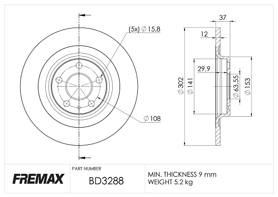 Disque de frein FREMAX BD-3288