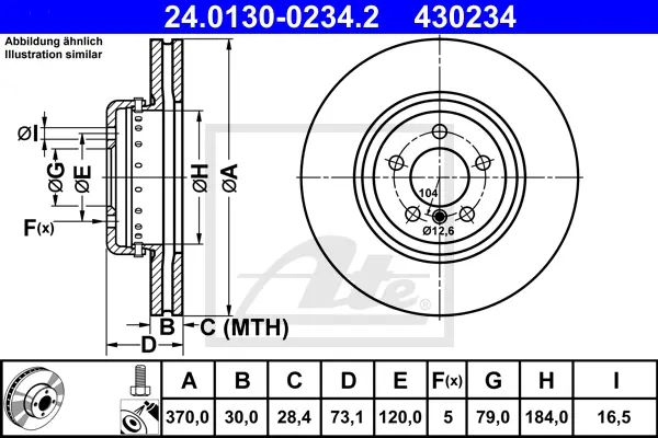 Disque de frein ATE-APAC 24.0130-0234.2
