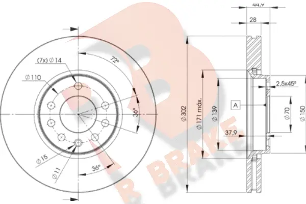 Disque de frein R BRAKE 78RBD29004