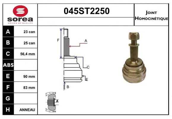 Jeu de joints, arbre de transmission STARTCAR 045ST2250