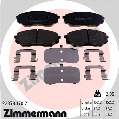 Kit de plaquettes de frein, frein à disque ZIMMERMANN 22378.170.2