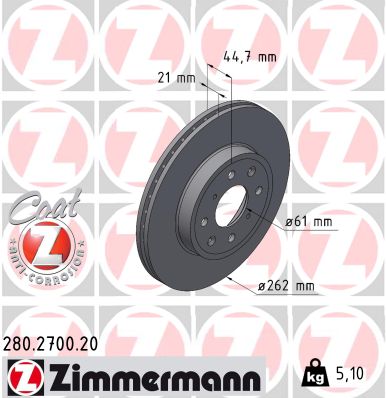 Disque de frein ZIMMERMANN 280.2700.20