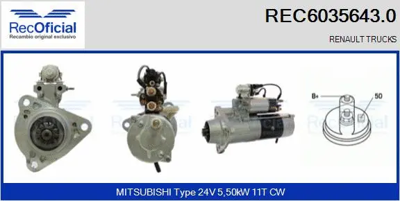 Démarreur RECOFICIAL REC6035643.0