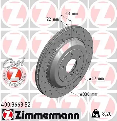 Disque de frein ZIMMERMANN 400.3663.52