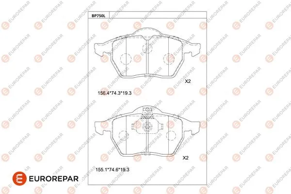 Kit de plaquettes de frein, frein à disque EUROREPAR 1681254680