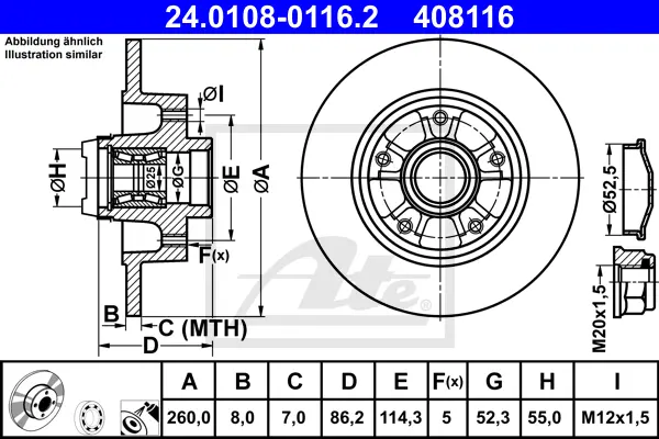 Disque de frein ATE-APAC 24.0108-0116.2