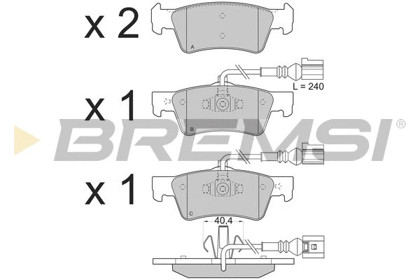 Kit de plaquettes de frein, frein à disque BREMSI BP3282
