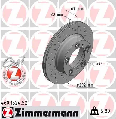Disque de frein ZIMMERMANN 460.1524.52